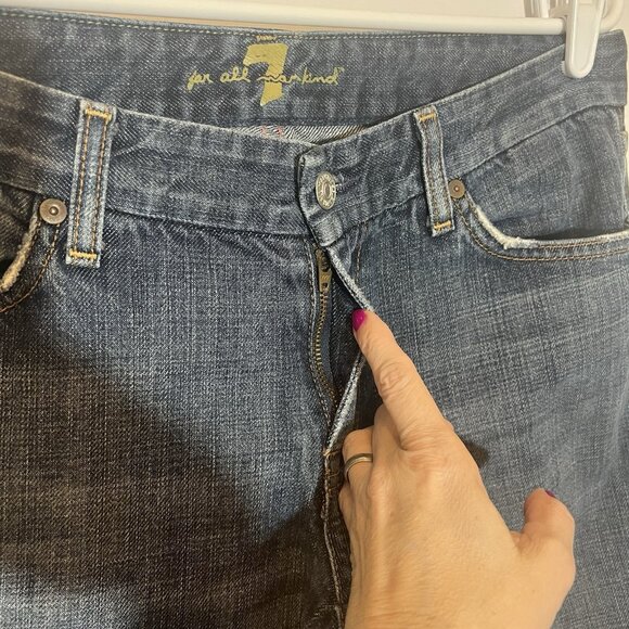 7 for all mankind  Women’s A Pockets Jeans Size 31 Bootcut Blue Cotton Zipper - Picture 5 of 14